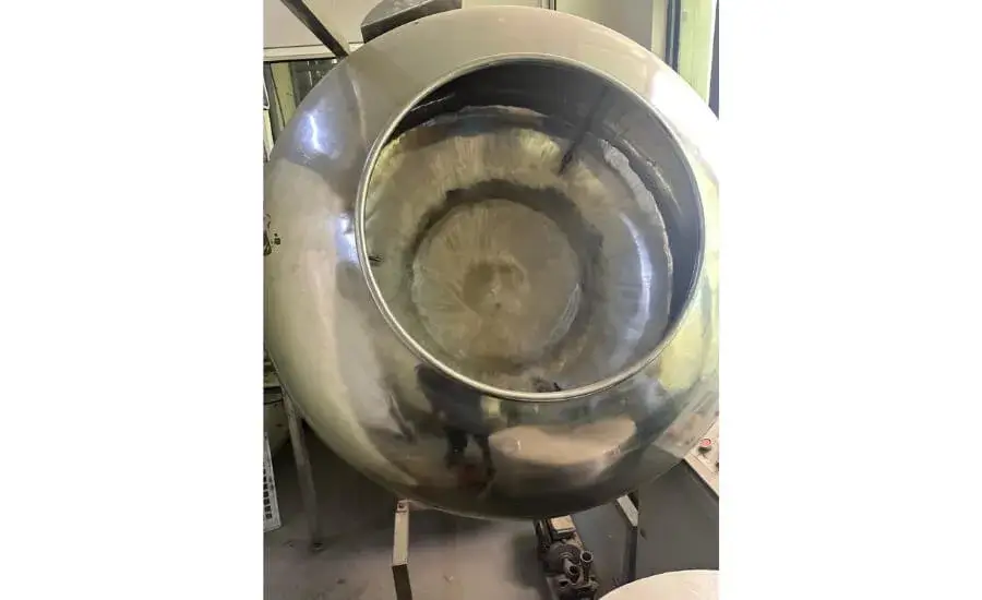 Coating Pan with Oil Spray System side view showing 50-inch pan